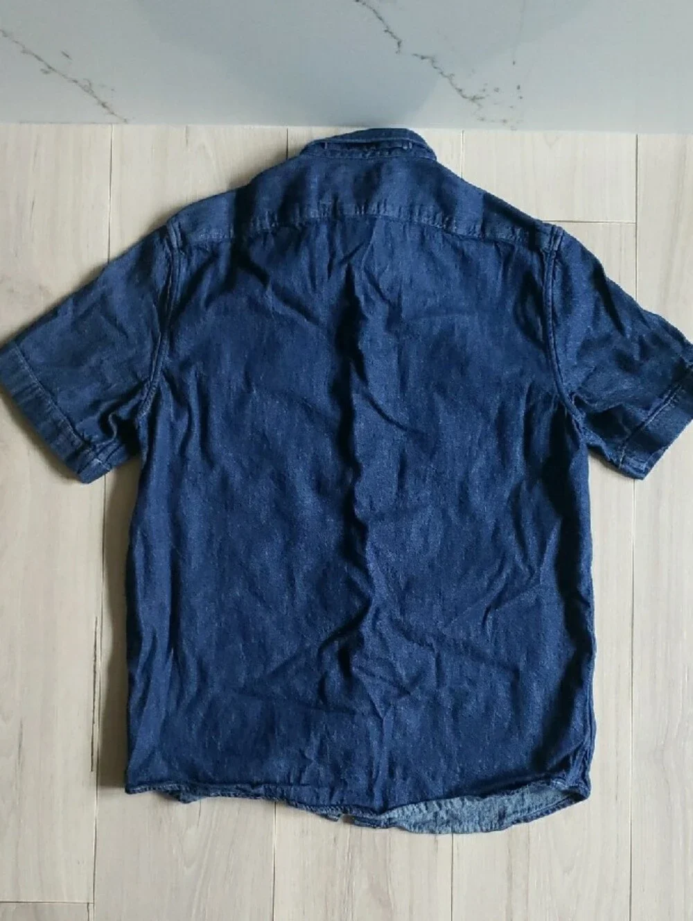 Banana Republic Authentic Indigo Shirt Men M Button Front Back Yoke Short Sleeve